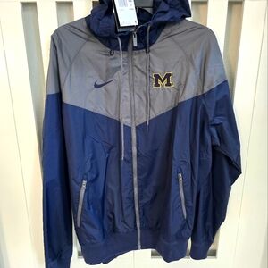 New Nike University Of Michigan Wolverines Windbreaker Jacket Navy Size Medium